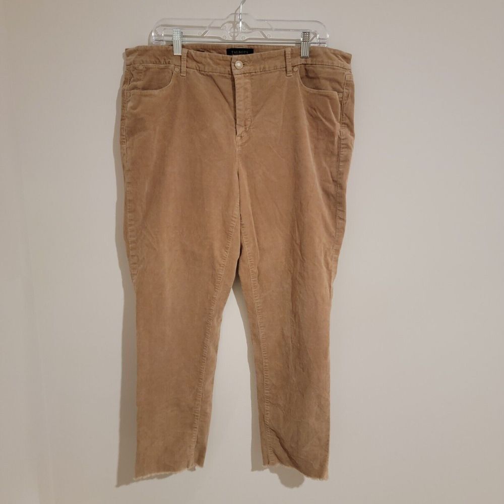 Talbots Flawless Five Pocket Slim Ankle Corduroy Pants Frayed Hem Size 16 Long